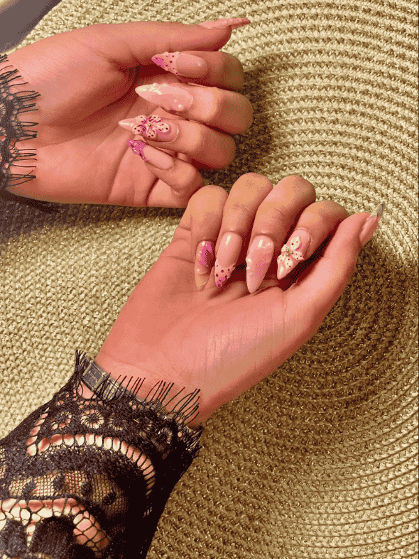 Riri Nails Oman GelX nail extension with multicolor nail art